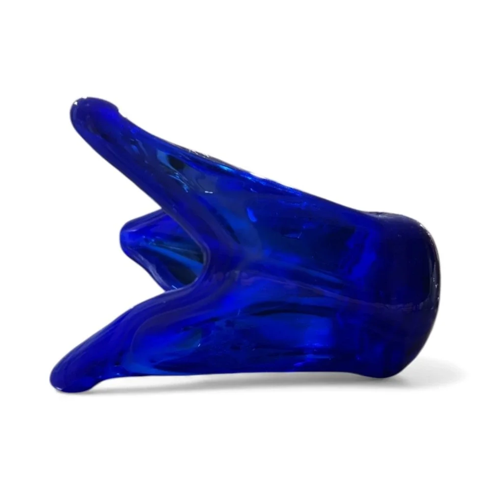 Vibrant Cobalt Blue Swirl Art Glass Vase Sculptural Modern Decor